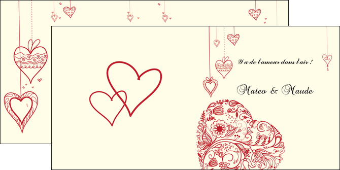 exemple depliant 2 volets  4 pages  coeur roses mariage MLGI14008