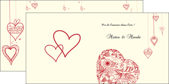 modele depliant 2 volets  4 pages  coeur roses mariage MLIGLU14010