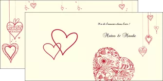 modele depliant 2 volets  4 pages  coeur roses mariage MLIGLU14010