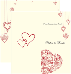 maquette en ligne a personnaliser depliant 2 volets  4 pages  coeur roses mariage MLIGBE14014