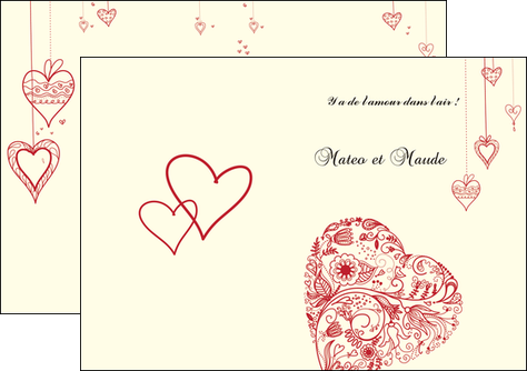 modele en ligne depliant 2 volets  4 pages  coeur roses mariage MLGI14018