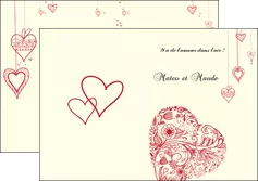 modele en ligne depliant 2 volets  4 pages  coeur roses mariage MLIGLU14018