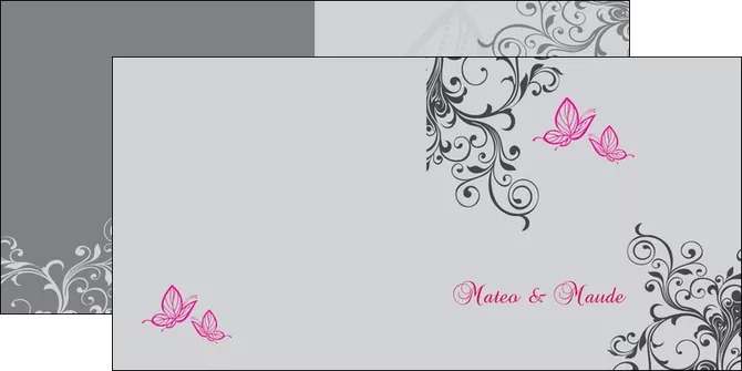 personnaliser modele de depliant 2 volets  4 pages  part de mariage floral gris carte de mariage en fleur MIFLU14976