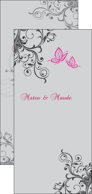 impression flyers part de mariage floral gris carte de mariage en fleur MIFBE14978
