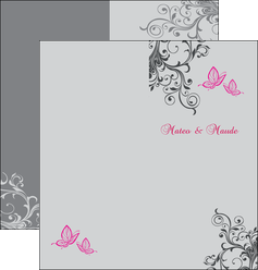 faire depliant 2 volets  4 pages  part de mariage floral gris carte de mariage en fleur MLGI14980