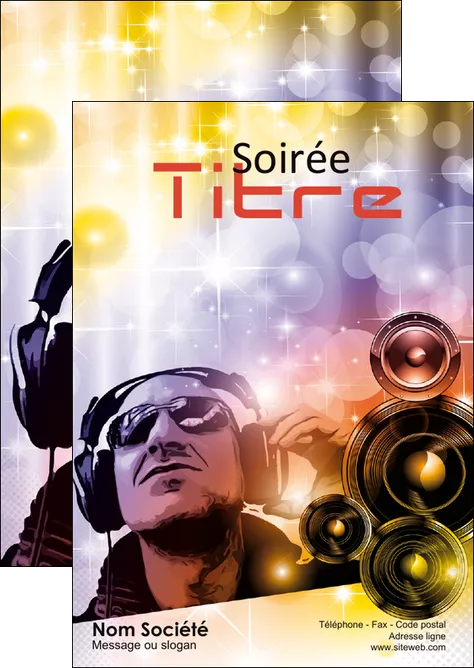 maquette en ligne a personnaliser flyers discotheque et night club son musique casque MIFCH15986