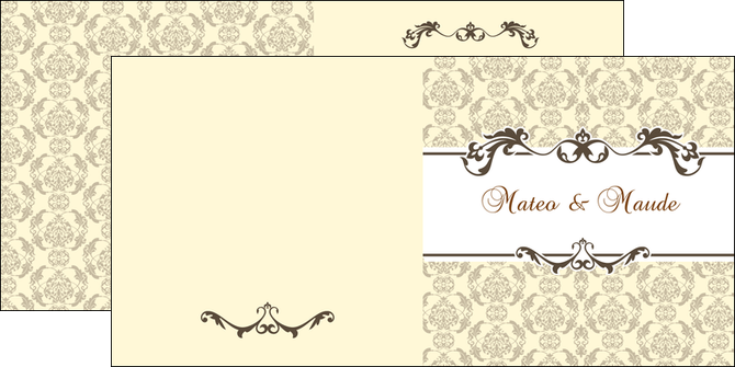 personnaliser maquette depliant 2 volets  4 pages  part de mariage floral gris carte de mariage en fleur MLGI16566