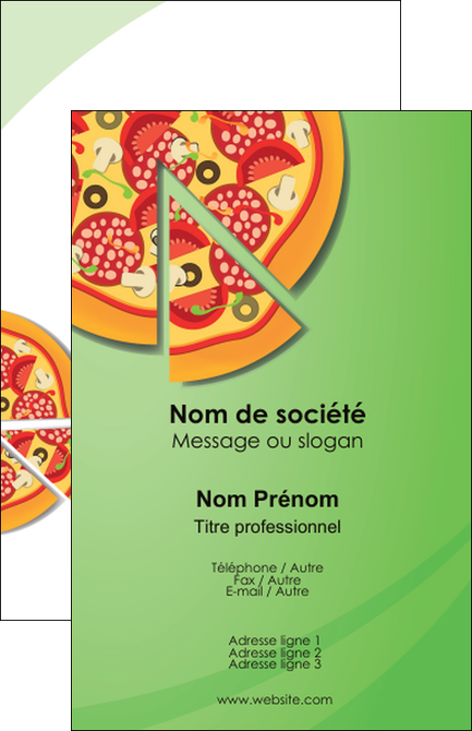 realiser carte de visite pizzeria et restaurant italien pizza portions de pizza plateau de pizza MLIGBE18288