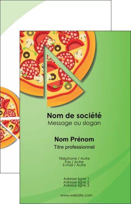 realiser carte de visite pizzeria et restaurant italien pizza portions de pizza plateau de pizza MIFLU18288