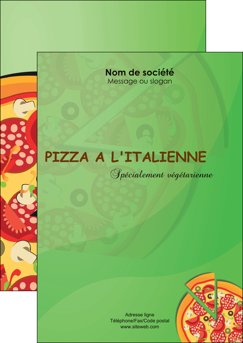 maquette en ligne a personnaliser flyers pizzeria et restaurant italien pizza portions de pizza plateau de pizza MIFCH18296