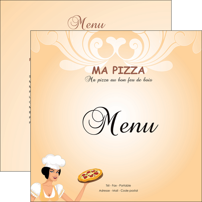 imprimerie flyers pizzeria et restaurant italien pizza portions de pizza plateau de pizza MLIP18386