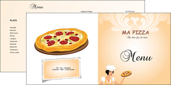 maquette en ligne a personnaliser depliant 2 volets  4 pages  pizzeria et restaurant italien pizza portions de pizza plateau de pizza MMIF18392