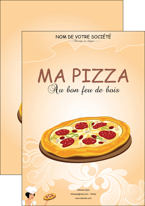 exemple affiche pizzeria et restaurant italien pizza portions de pizza plateau de pizza MID18398