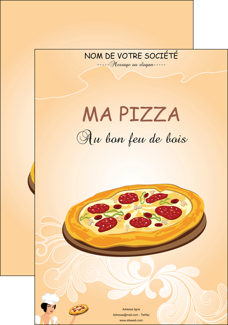 modele en ligne affiche pizzeria et restaurant italien pizza portions de pizza plateau de pizza MMIF18402