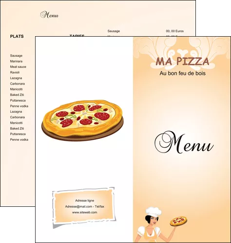 realiser depliant 2 volets  4 pages  pizzeria et restaurant italien pizza portions de pizza plateau de pizza MLIP18404