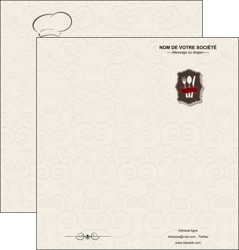 personnaliser modele de depliant 2 volets  4 pages  restaurant restaurant restauration menu carte restaurant MIFCH18424