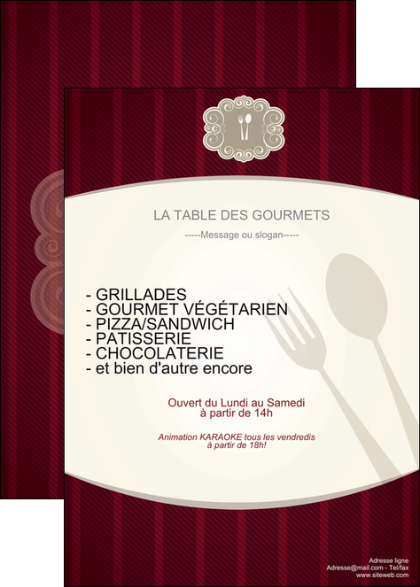 maquette en ligne a personnaliser affiche restaurant restaurant restauration menu carte restaurant MLGI18496