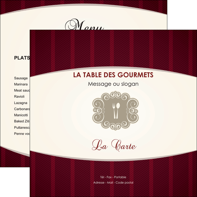 personnaliser modele de flyers restaurant restaurant restauration menu carte restaurant MIF18498