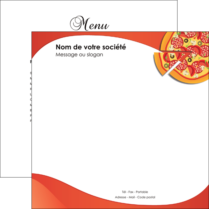 personnaliser modele de flyers pizzeria et restaurant italien pizza portions de pizza plateau de pizza MID18532