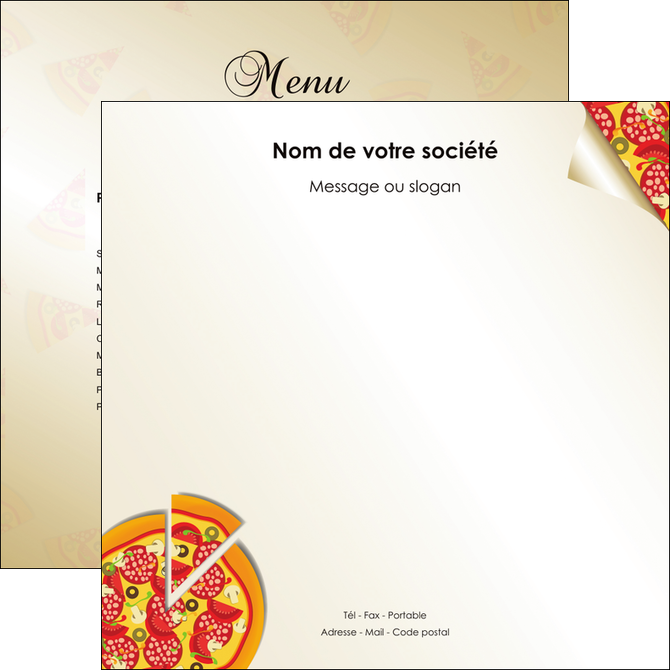 imprimer flyers pizzeria et restaurant italien pizza portions de pizza plateau de pizza MIFCH18556