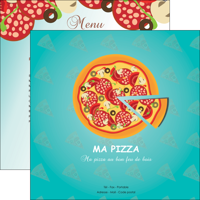 creation graphique en ligne flyers sandwicherie et fast food pizza portions de pizza plateau de pizza MIDLU18618