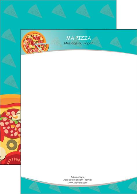 creation graphique en ligne tete de lettre sandwicherie et fast food pizza portions de pizza plateau de pizza MLIGLU18620