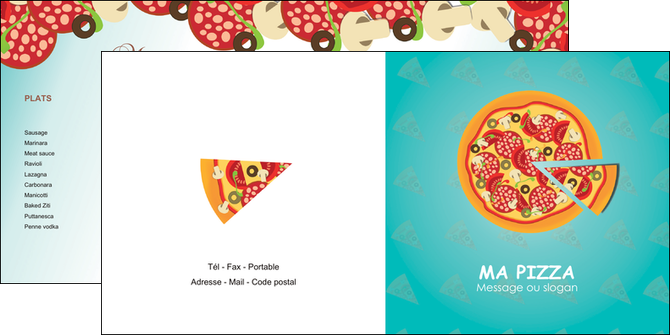 realiser depliant 2 volets  4 pages  sandwicherie et fast food pizza portions de pizza plateau de pizza MID18628