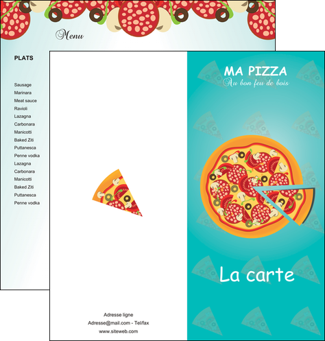 cree depliant 2 volets  4 pages  sandwicherie et fast food pizza portions de pizza plateau de pizza MIDBE18636