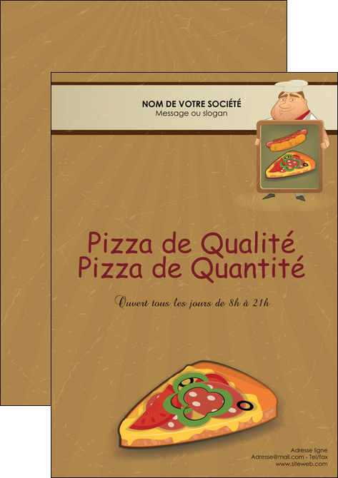 personnaliser maquette flyers sandwicherie et fast food pizza portions de pizza plateau de pizza MLIG18890