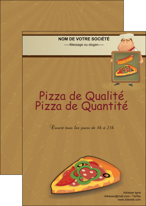 creation graphique en ligne flyers sandwicherie et fast food pizza portions de pizza plateau de pizza MIFCH18902