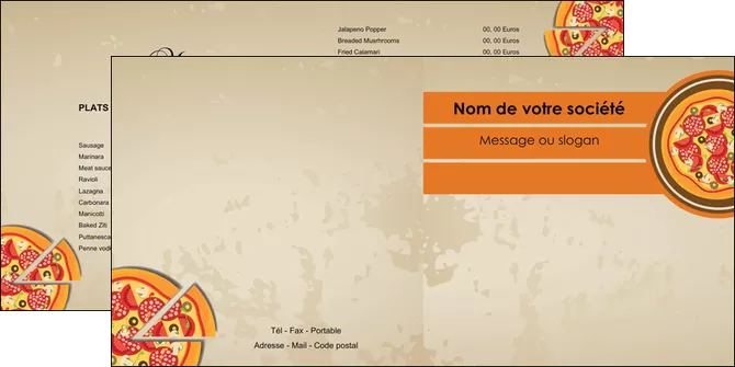 realiser depliant 2 volets  4 pages  pizzeria et restaurant italien pizza portions de pizza plateau de pizza MLGI18986