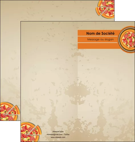 impression depliant 2 volets  4 pages  pizzeria et restaurant italien pizza portions de pizza plateau de pizza MIFCH18998