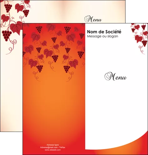 exemple depliant 2 volets  4 pages  vin commerce et producteur raisins grappe de raisins culture de raisins MIFCH19044
