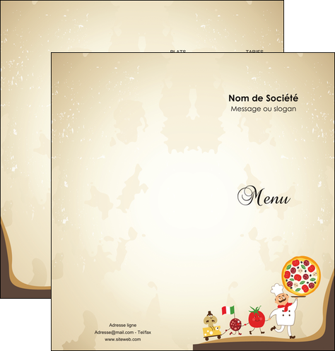 imprimer depliant 2 volets  4 pages  pizzeria et restaurant italien pizza pizzeria pizzaiolo MLIP19254