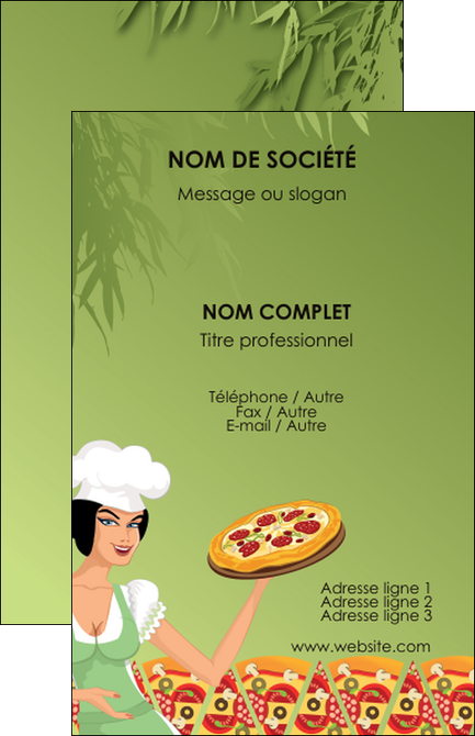personnaliser maquette carte de visite pizzeria et restaurant italien pizza portions de pizza plateau de pizza MFLUOO19328