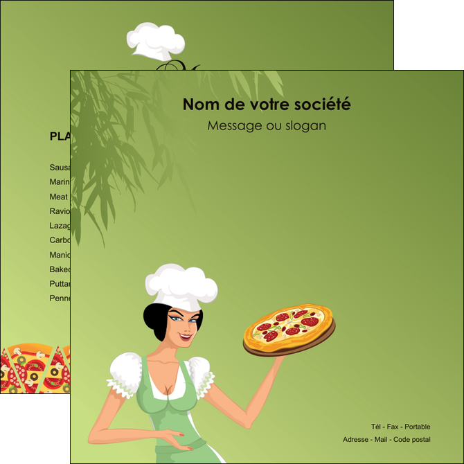 maquette en ligne a personnaliser flyers pizzeria et restaurant italien pizza portions de pizza plateau de pizza MIFCH19330