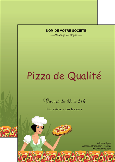 personnaliser modele de flyers pizzeria et restaurant italien pizza portions de pizza plateau de pizza MIFCH19336
