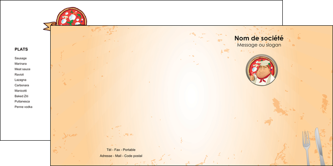 maquette en ligne a personnaliser depliant 2 volets  4 pages  pizzeria et restaurant italien pizza plateau plateau de pizza MFLUOO19400