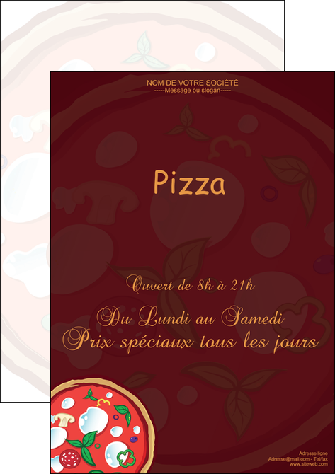 exemple affiche pizzeria et restaurant italien pizza plateau plateau de pizza MIF19664