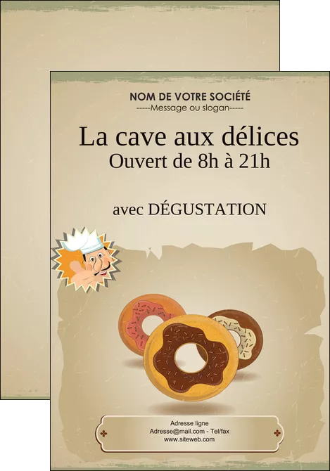 impression affiche creperie et glacier donut donut aux chocolats patisserie MLIGLU20092