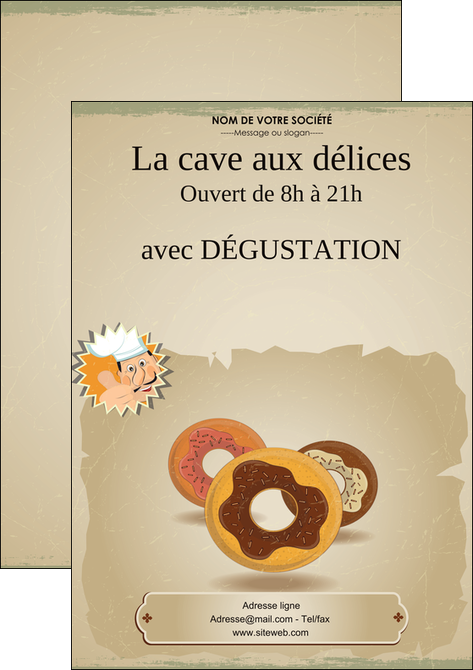 imprimerie affiche creperie et glacier donut donut aux chocolats patisserie MIF20110