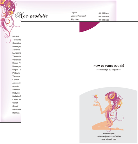 faire depliant 2 volets  4 pages  institut de beaute beaute femme beaute feminine MLGI20876