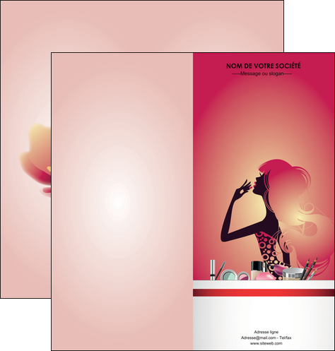 modele en ligne depliant 2 volets  4 pages  cosmetique beaute coiffure soin MLGI22370