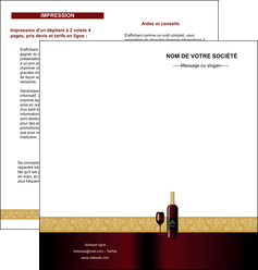 maquette en ligne a personnaliser depliant 2 volets  4 pages  vin commerce et producteur vin vignoble bouteille de vin MLIGBE23272
