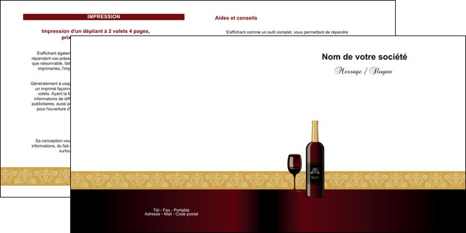 modele depliant 2 volets  4 pages  vin commerce et producteur vin vignoble bouteille de vin MIF23282