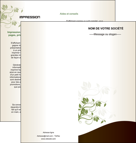 imprimerie depliant 2 volets  4 pages  fleuriste et jardinage feuilles feuilles vertes nature MFLUOO23624