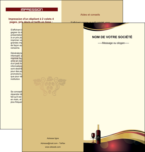 creation graphique en ligne depliant 2 volets  4 pages  vin commerce et producteur vin vignoble bouteille de vin MIDLU24300