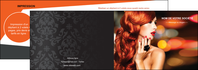 imprimerie depliant 2 volets  4 pages  centre esthetique  coiffure coiffeur coiffeuse MLIG25460