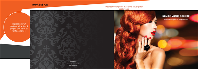 maquette en ligne a personnaliser depliant 2 volets  4 pages  centre esthetique  coiffure coiffeur coiffeuse MIF25512