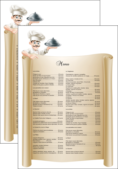 impression affiche metiers de la cuisine menu restaurant restaurant francais MLIG26144